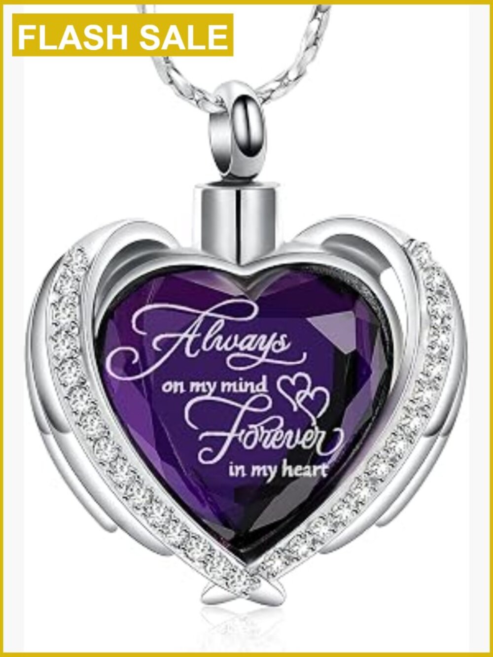 Heart Wing Urn Pendant Necklace Memorial Cremation Jewelry Keepsake